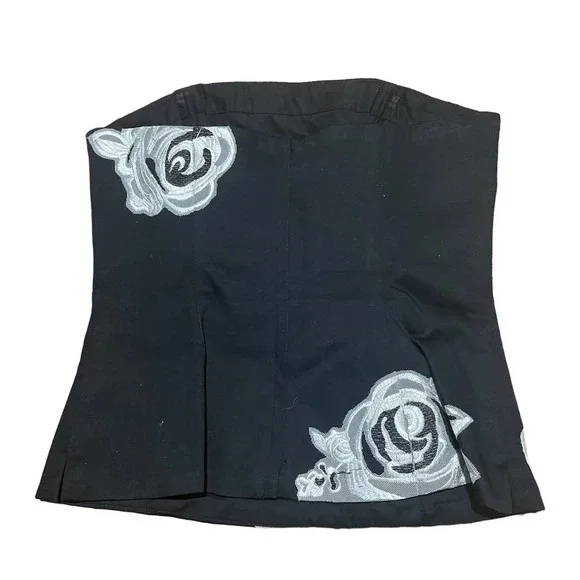 White House Black Market Black Floral Embroidered Corset Strapless Top - Picture 4 of 4